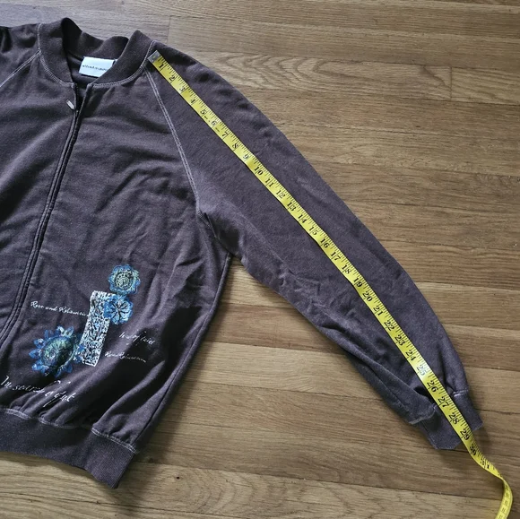 Alfred Dunner Brown Long Sleeve Full Zip Relax Back Graphics Women's Size 14 - Picture 6 of 9